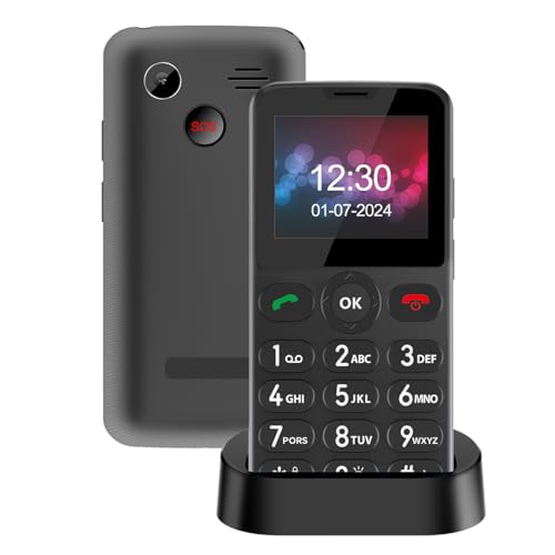 Melefon Seniorenhandy mit großen Tasten,2.2 Zoll Farbdisplay,einfach zu bedienen,Ohne Vertrag Handy für Senioren | SOS-Taste | FM Radio | Torch |1000mAh Batterie mit Ladestation (Schwarz)