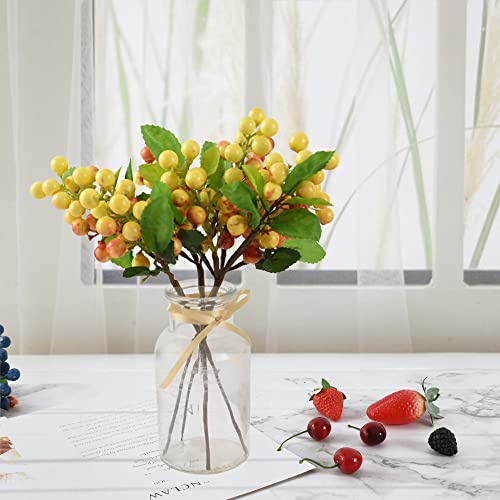 Huianer 4 Pcs Artificial White Orange Berries, Christmas Fake Flowers Lifelike Whiteberry Stems Faux Fruit For Wedding Home Kitchen Party Crafts Decoration #TOP5
