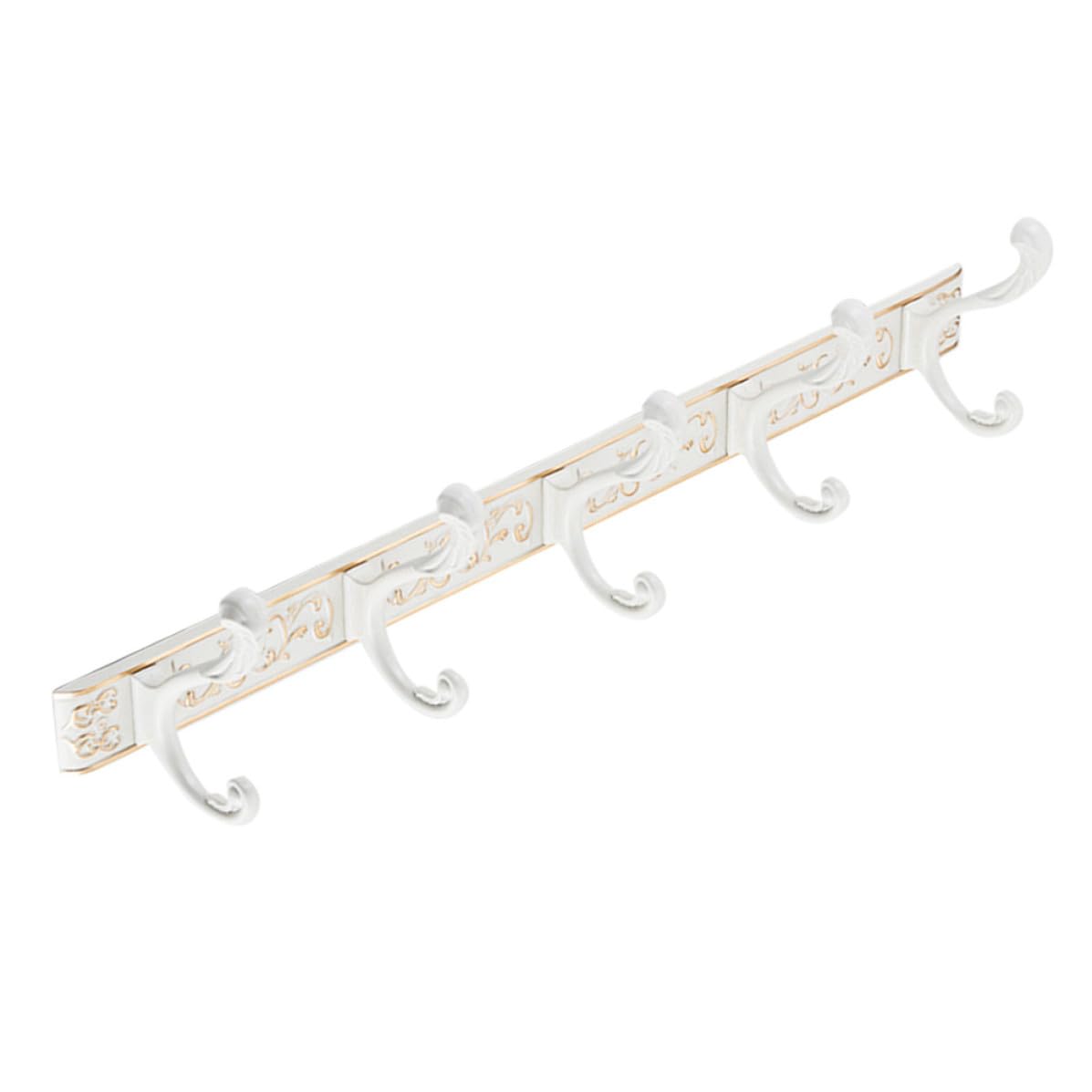 Porte-manteau avec 5 crochets solides aluminium mural blanc vintage couloir