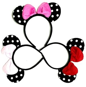 ANNA CREATIONS kids baby girls MOUSE EAR headbands Costume Parties, Theme, Birthday Party accessories set combo 0f 3 Hairband-RED/PINK