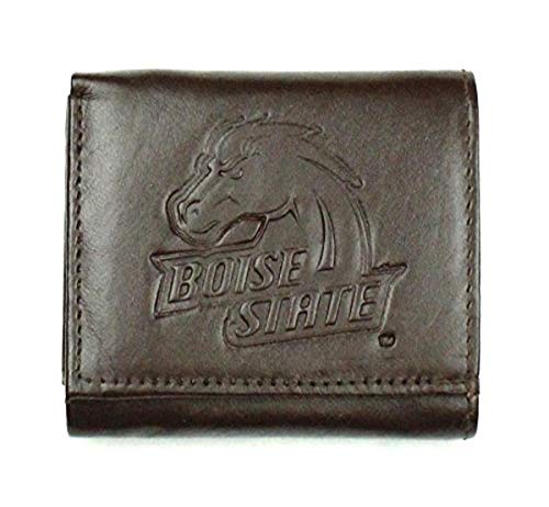 Carteira de couro NCAA Boise State Broncos com dobra tripla, marrom