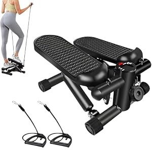 Step Machine met weerstandsbanden, draagbare cardio-apparatuur voor thuissportschool, fitnessstepper met lcd-display voor effectieve trainingen