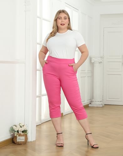 HDE Plus Size Pull On Capris for Women2