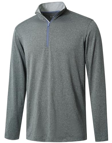 MICHEL ROUEN Sweatshirts for Men 1/2 Zip Performance Mock Neck Heather Athletic Casual Quarter Zip Pullover Men