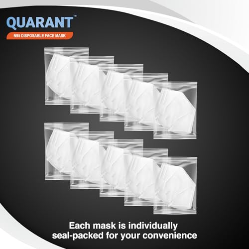 Image of QUARANT N95 Anti Pollution Face Mask with Nose Clip, ISO Certified, FFP2 Masks with 5 Layer Protection (White) for Unisex