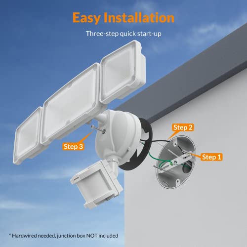Lepower 005-SL-N934AC-WH Led Security Lights Motion Sensor Light Outdoor, 38W 4200Lm Light, 5500K, Ip65 Waterproof, 3 Head Detected Flood thumb #5