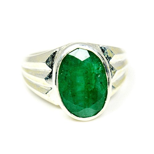 Bague émeraude homme argent 925 le cadeau d'anniversaire idéal avec pierre 5 CT