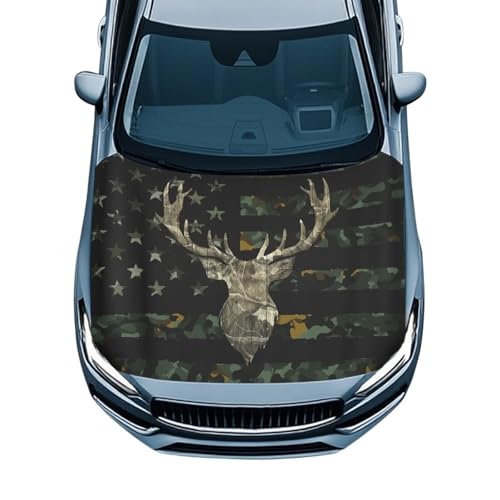Image of American Deer Car Windshield Sunshade Cover, Waterproof Breathable Half Car Cover Blocks UV Rays for All Season - Fit Most Cars, SUV