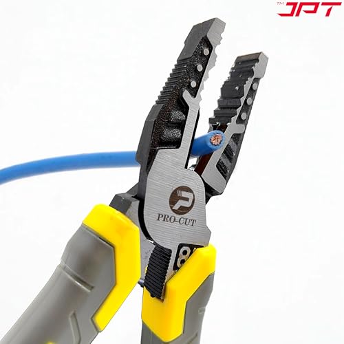 Image of JPT Pro cut Heavy Duty 8-Inch High-Leverage Side Cutting Pliers for Twisting, Clamping Screws, and Cutting Soft Metals like Copper and Aluminum