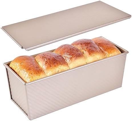Monfish pullman brood pan brood brood tin w schuifbare deksel allumiumed Staal 1000g deeg champgne goud non-stick 34 x13.5x 12cm