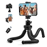 Fotopro Flexible Tripod, Tripod for iPhone with Remote, Camera Tripod, Mini Phone Tripods Stand with Universal Clip Compatible with iPhone Samsung GoPro Digital Camera for Live Streaming Vlogging