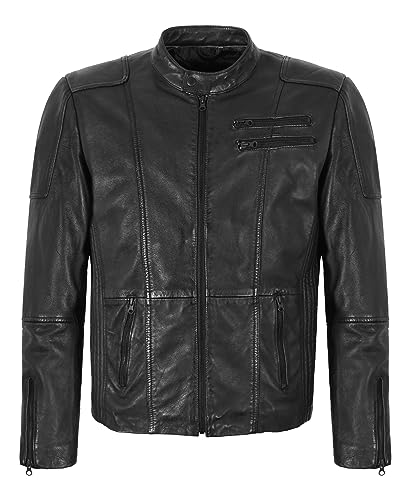 Veste de motard en cuir véritable durable contre le vent style rétro