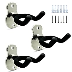Depointer Lot de 3 supports muraux en métal pour guitare avec éponge de protection, pour basse/guitare/banjo/ukulélé… - Les Beatles, Paul McCartney, John Lennon, RIngo Starr, George Harrison