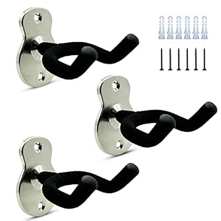 Depointer Lot de 3 supports muraux en métal pour guitare avec éponge de protection, pour basse/guitare/banjo/ukulélé… - Les Beatles, Paul McCartney, John Lennon, RIngo Starr, George Harrison