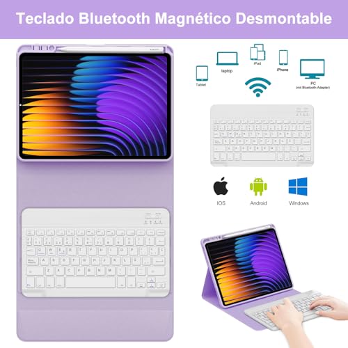 Teclado Bluetooth Extraíble con Funda Ñ para Xiaomi Pad 8 Pro 11.2" 3