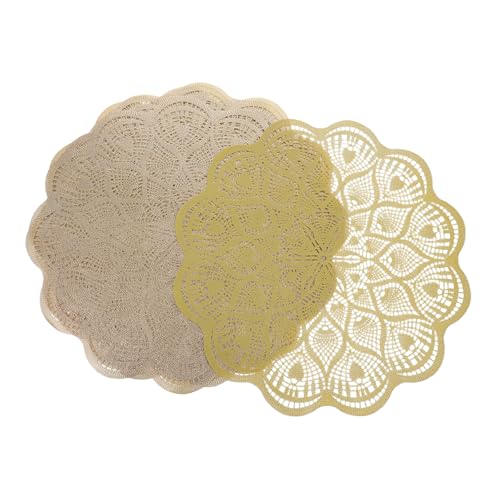 Sets de table ronds en PVC dîner robuste anti-tache effet dentelle - 2