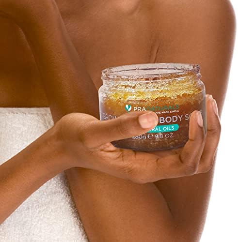 PraNaturals Brown Sugar Body Scrub - Natural Exfoliating Body Scrub - Gently Removes Dead, Dry Skin Cells - 280g