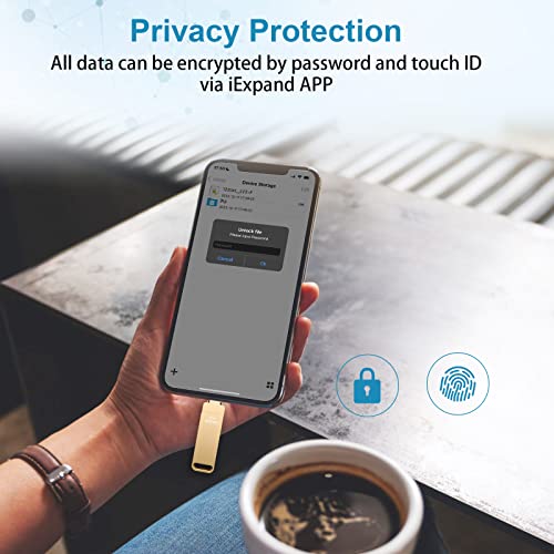 Image of MFi Certified Photo Stick, 3 in 1 iPhone Flash Drive, Photo Stick for iPhone 256GB, Memory Stick for iPhone Photo Storage Thumb Drive External Storage Compatible for iPhone /PC /iPad /More Devices Gold