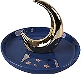 ChezMax Ceramic Moon Jewelry Tray Rings Dish Necklaces Earrings Holder Display Organizer Bracelets...