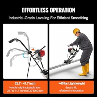 VEVOR Massetto in calcestruzzo elettrico a gas, set di barre in alluminio con bordo dritto da 8 piedi, motore vibrante per finitura in cemento a 4 tempi con maniglie