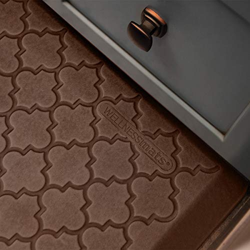 Wellnessmats Trellis 3/4" Polyurethane Anti Fatigue Floor Mat - Cushioned Comfort & Support For Home, Kitchen, Garage, Office Standing Desk - Non-Slip, Non-Toxic, Durable - 72" X 24" - Antique Light #TOP1