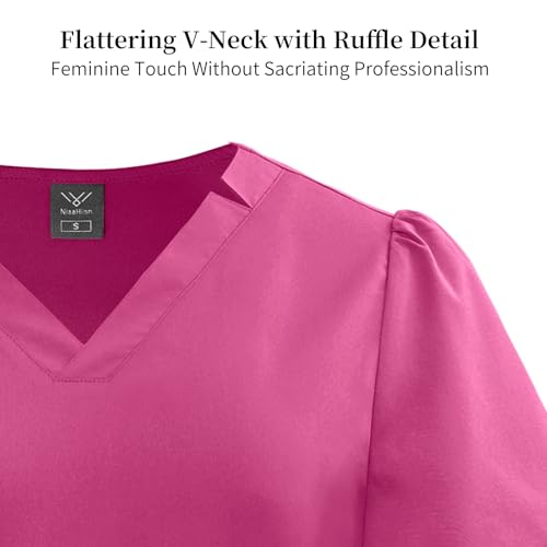 VIAOLI Fashion Scrubs for Women Set - Women Scrub Top and Belted Straight Leg Pants for Nurse Uniform Scrubs Set — view 4