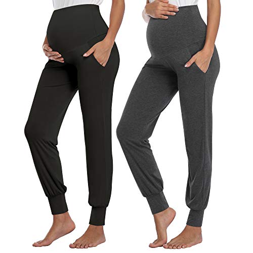 Image of AMPOSH Women's Maternity Pants Stretchy Lounge Workout Sweatpants Casual Loose Comfy Pregnancy Joggers with Pockets