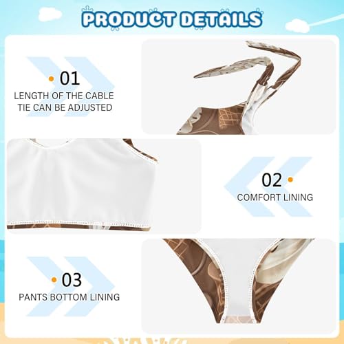Chocolate Ice Cream Brown Girls Tankini Swimsuit Kids Bikini Sets 2 Pcs Bathing Suit 3T4