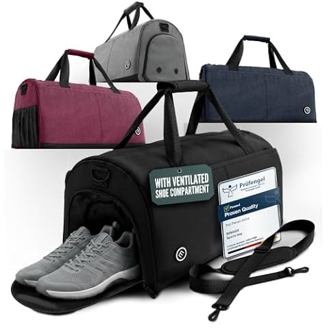 bemaxx Torba Sportowa Treningowa z Kieszenią na Buty, Komorą na Mokre Rzecz | Torba Podróżna Torba do Pływania Torba Fitness Gym Torba na Ramię Bagaż Podręczny Bag dla Mężczyzn Kobiet | 30 L, Czarny