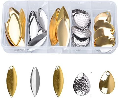 Fishing Spoons Blades Spinner - Easy Spin Spinner Folded Clevises Fishing Spinner Spoons for Lure Making Fishing Tackle DIY Fishing Lures Accessories 50PCS