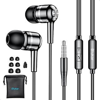 Earphones, Blukar Wired In-Ear Headphones Earphones High Sensitivity Microphone & One Button Control - Noise Isolating, High Definition, Pure Sound for iPhone, iPad, Galaxy, Smartphone, etc.