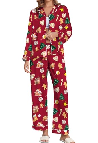 Image of Brosloth Women's Silk Satin Pajamas Pjs Sets Cute Lace Pattern Two Piece Loungewear Set Button Up Pajamas Sleepwear Black