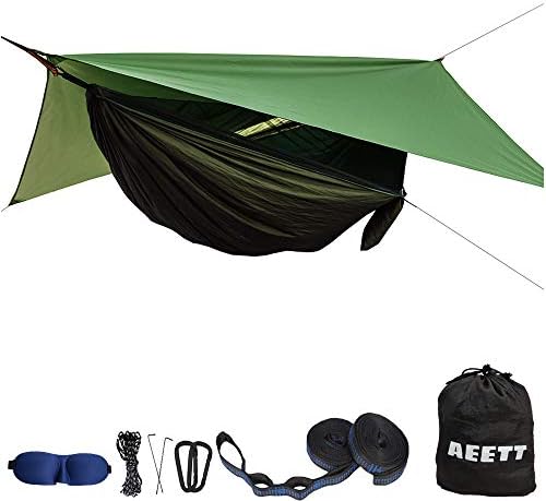 Camping Hammock with Mosquito Net and Rain Fly - Travel Hammock Bug Net - Hammock Tent for Outdoor Hiking Backpacking Travel Camping Accessories and Camping Gear…