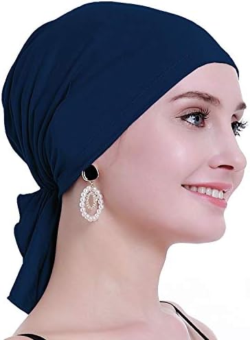 osvyo Bamboo Chemo Headscarf for Women Hair Loss - Cancer Slip On Headwear Turbans Sealed Packaging Indigo Blue