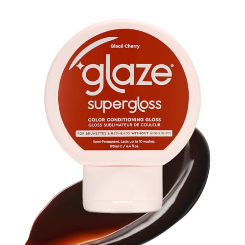 Glaze Supergloss Color Conditioning Gloss Hydrating Semi-Permanent Color Hair Gloss & Shine Boost 6.4 Fl Oz - Vibrant Red - Glace Cherry