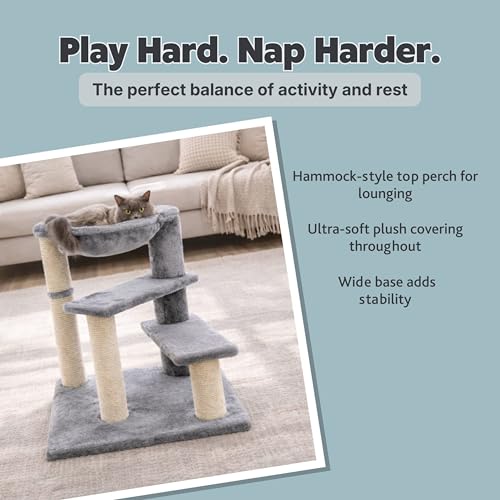TRIXIE Baza Senior Cat Tree with Hammock and Steps | Scratching Posts | Cat Playground | Gray Medium by TRIXIE - Image 3