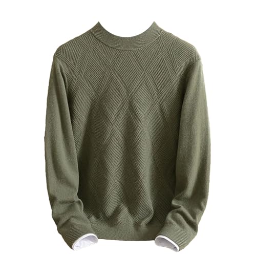Winter Cashmere Sweater Men's 100% Cashmere Half Turtleneck Knitted Diamond-Shaped Casual Thin Bottoming Warm Sweater