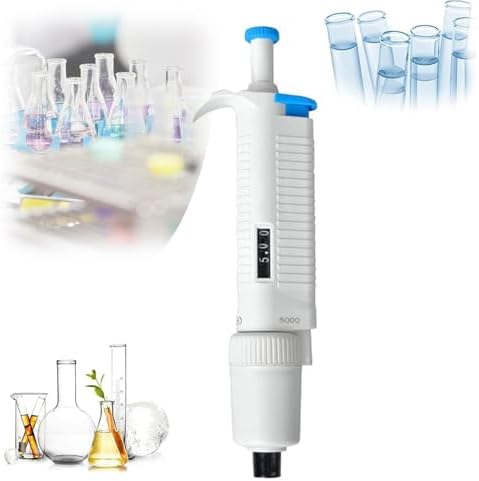 Adjustable Lab Single Channel Pipettor, High Precision Micropipette for Environmental Testing, Variable Volume P5000, Accurate Liquid Handling Tool for Laboratories