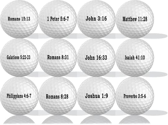GBM Bible Verse Golf Balls – Christian Scripture Inspired Collectible and Playable Golf Balls for Tournaments, League Play and Faith Based Gifts, 12-Pack