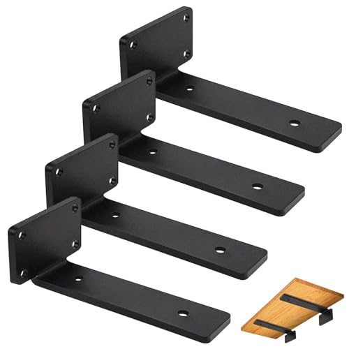OTAIVE Hidden Shelf Brackets Metal Shelf Brackets Industrial Shelf Bracket Heavy Duty Shelf Brackets Floating Shelf Bracket Create a Rustic Vintage Farmhouse Look Incl Fixtures Fittings