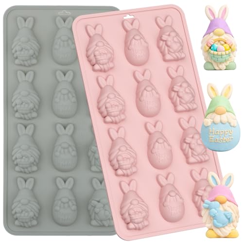 2PCS Easter Bunny-Eggs Silicone Molds 3D Eggs Chocolate Molds Easter