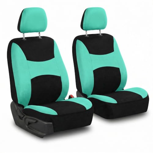 Image of FH Group Front Set Cloth Car Seat Covers for Low Back Car Seats with Removable Headrest, Universal Fit, Airbag Compatible Seat Cover for SUV, Sedan, Van, Mint