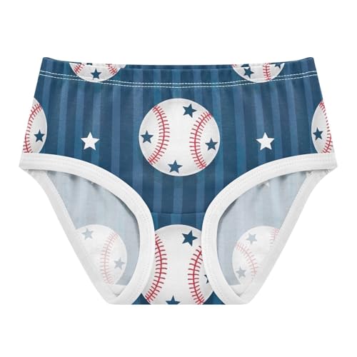 RPLIFE Calzoncillos para niñas pequeñas, ropa interior de algodón con rayas azules, color blanco, 2-8 años, Béisbol blanco y rayas azules, 5 años