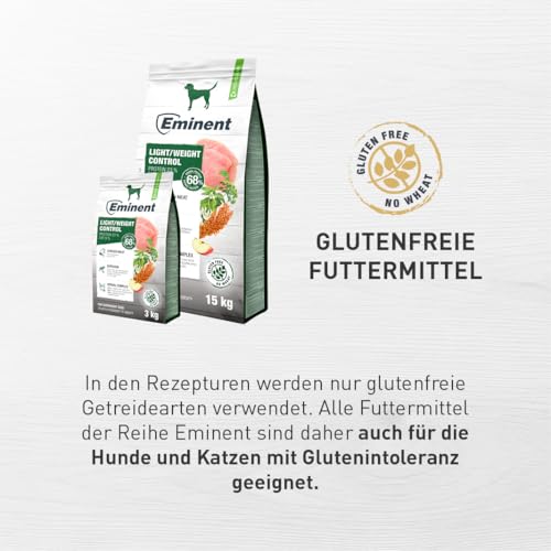 Eminent Light Weight Control High Premium – Glutenfreie Vollnahrung für Hunde mit Neigung zu Übergewicht | Mit L-Carnitin & angepasstem Energiegehalt 3kg