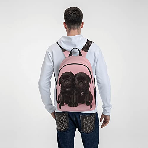 16 inch backpack Cute Black Pug Laptop Backpack Full Print School Bookbag Shoulder Bag for Travel Daypack2