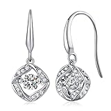 jiamiaoi Pendientes mujer plata de cristal, Pendientes mujer plata de ley (L2-gancho)