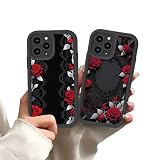 Aesthetics Black Lace Rose Phone Cases for iPhone 6 Case Floral Shockproof Soft Silicone Raised Camera Protection Phone Cover Funda for iPhone 6 4.7 Inch