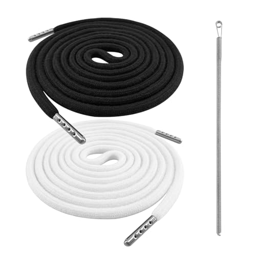 Yifort - Kordel für Hoodie kordel für Jogginghose Ersatz Kordelzug – 170cm Hosenband, Kordelzug für Hosen, Kordelband für Freizeitkleidung, Kordel für Badehose mit Durchziehnadel(2 Stück, Schwarz, Weiß)