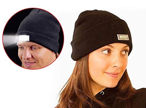 Winter Knitting Skull Cap 5 LED Hands 