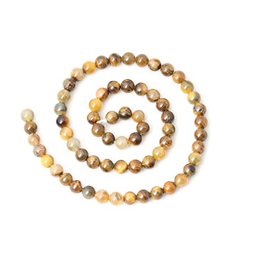 Cheavian 60Pcs 6Mm Natural Golden Pietersite Gemstone Round Loose Beads Stone Beads For Jewelry Making Diy Findings 1 Strand 15" #TOP1